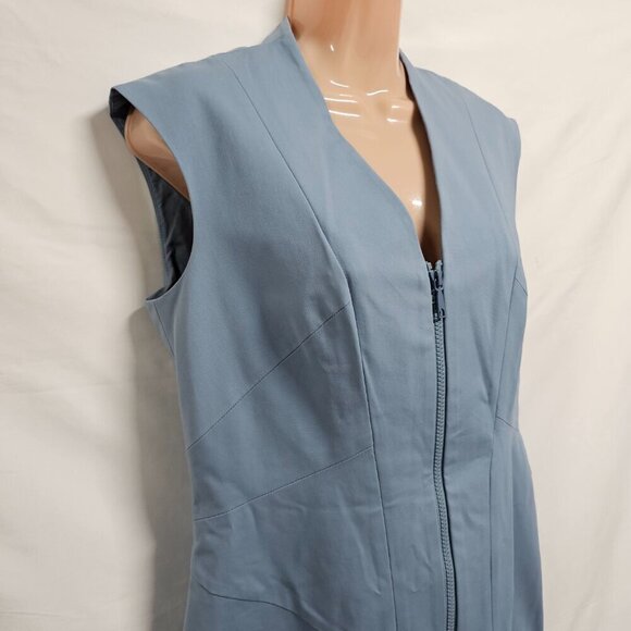 Lafayette 148 New York Sleeveless Full Zip Women Sheath Dress Size 8 Blue Cotton - Picture 14 of 14